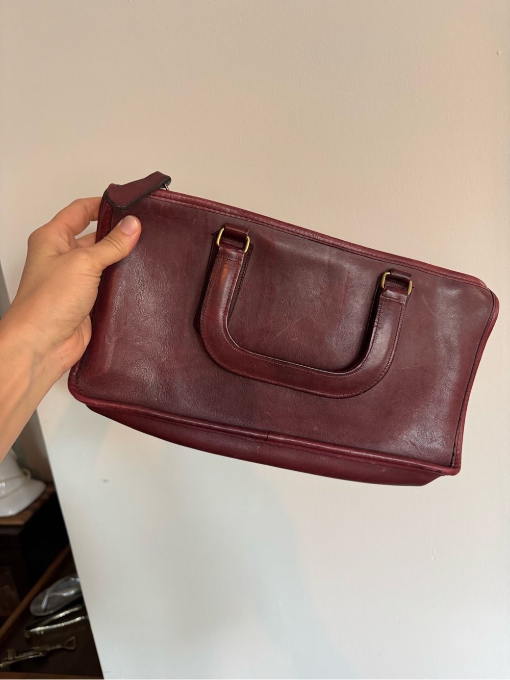 Rare Vintage 70’s Coach Burgundy Leather Top-Handle Satchel - Bonnie Cashin - Picture 5 of 7